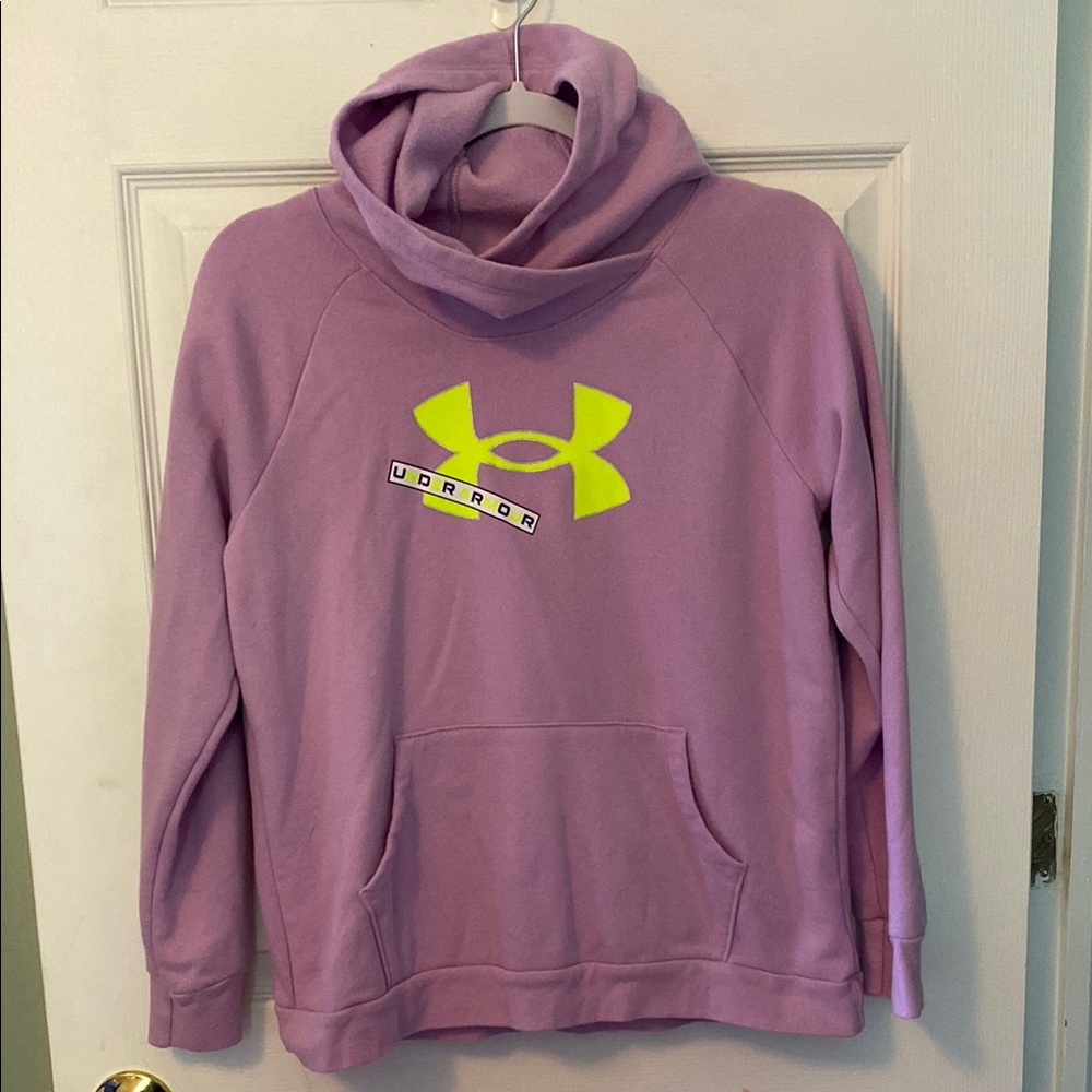 Under Armour Lavender Hoodie with Neon Yellow Logo